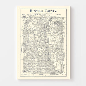 Vintage Map of Runnels County, Texas 1898
