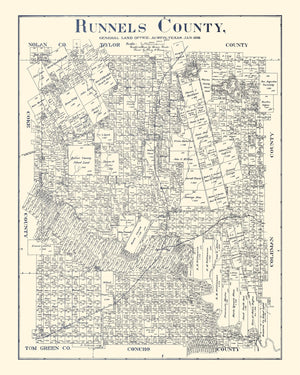 Vintage Map of Runnels County, Texas 1898