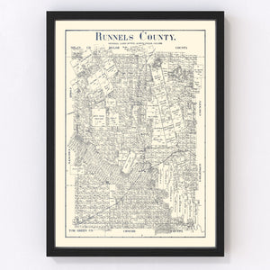 Vintage Map of Runnels County, Texas 1898