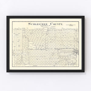 Vintage Map of Schleicher County, Texas 1898