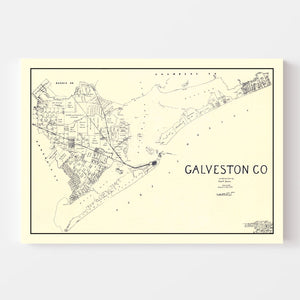 Vintage Map of Galveston County, Texas 1899