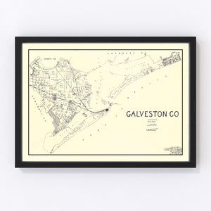 Vintage Map of Galveston County, Texas 1899