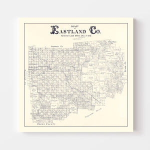 Vintage Map of Eastland County, Texas 1896