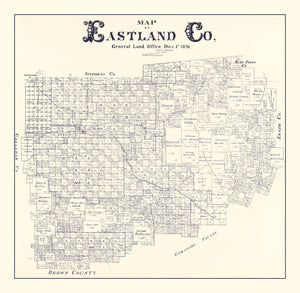 Vintage Map of Eastland County, Texas 1896