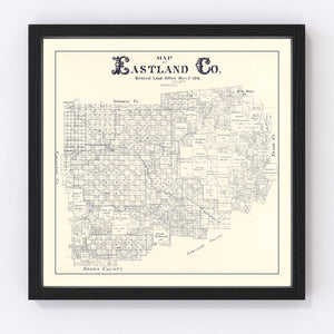 Vintage Map of Eastland County, Texas 1896
