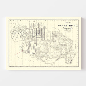 Vintage Map of San Patricio County, Texas 1896