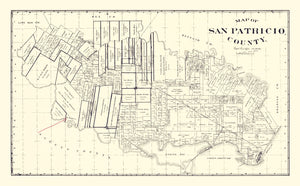 Vintage Map of San Patricio County, Texas 1896