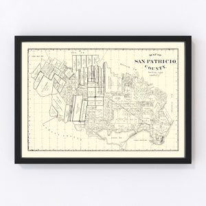 Vintage Map of San Patricio County, Texas 1896