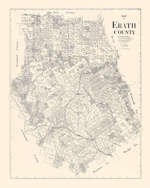 Vintage Map of Erath County, Texas 1896