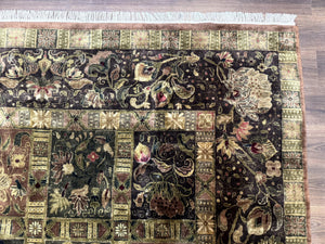 Indo Persian Rug 8.6 x 12 Panel Design Vintage Soft Wool Pile Multicolor