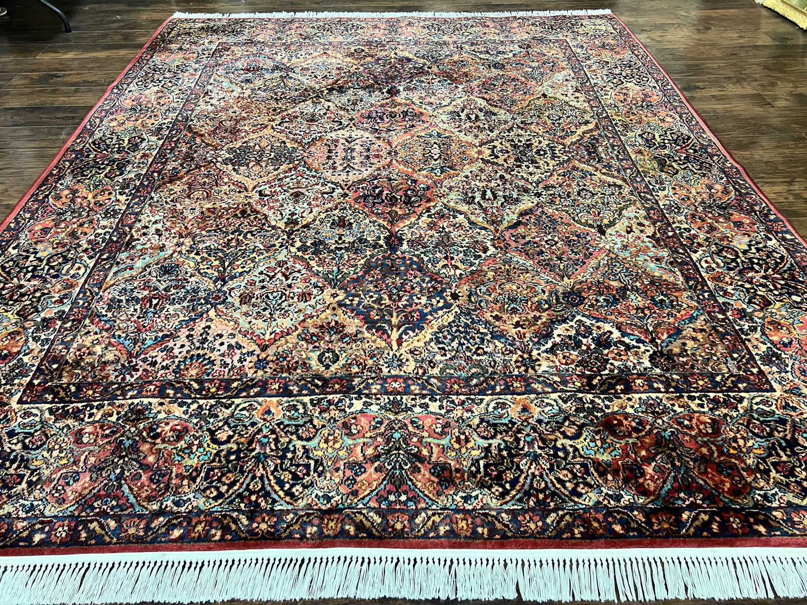 Antique Karastan Rug 8.8 x10.6 Multicolor Panel Kirman #717, Wool Karastan Rug, Vintage Multipanel Kirman, Original Collection 700 Series