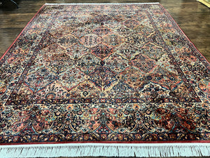 Antique Karastan Rug 8.8 x10.6 Multicolor Panel Kirman #717, Wool Karastan Rug, Vintage Multipanel Kirman, Original Collection 700 Series