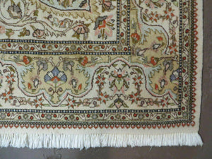 Vintage Persian Tabriz Rug 9x12, Tabatabaie Rug 9x12 Carpet, Handmade Hand Knotted Wool Area Rug, Tomato Red Beige, Medallion Rug, Floral