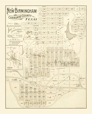 Vintage Map of New Birmingham, Texas 1891