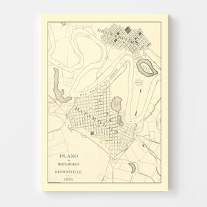 Vintage Map of Brownsville, Texas 1890
