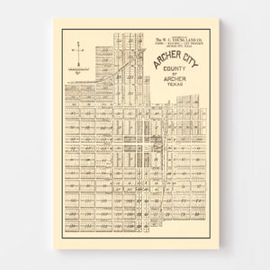 Vintage Map of Archer, Texas 1921