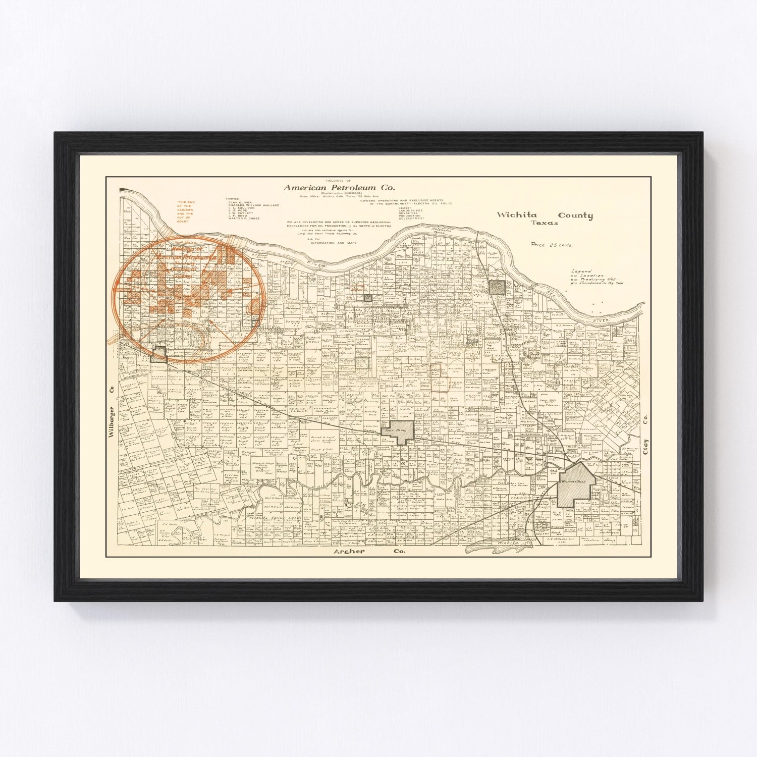 Vintage Map of Wichita County, Texas 1918