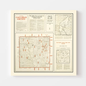 Vintage Map of Callahan County, Texas 1919