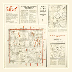 Vintage Map of Callahan County, Texas 1919