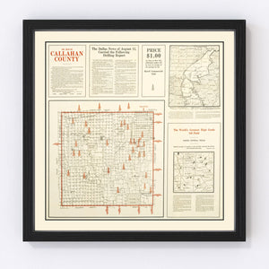 Vintage Map of Callahan County, Texas 1919