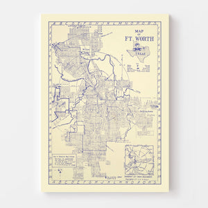 Vintage Map of Fort Worth, Texas 1917