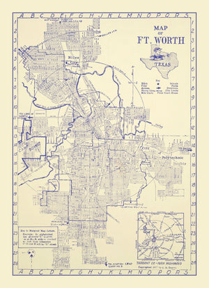 Vintage Map of Fort Worth, Texas 1917