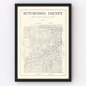 Vintage Map of Hutchinson County, Texas 1922