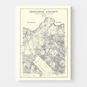 Vintage Map of Montague County, Texas 1924