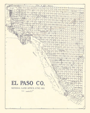 Vintage Map of El Paso County, Texas 1921