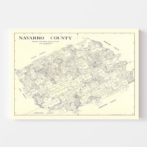Vintage Map of Navarro County, Texas 1924