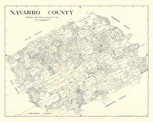 Vintage Map of Navarro County, Texas 1924
