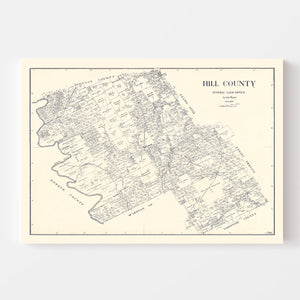 Vintage Map of Hill County, Texas 1922