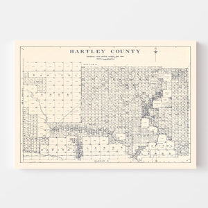 Vintage Map of Hartley County, Texas 1925