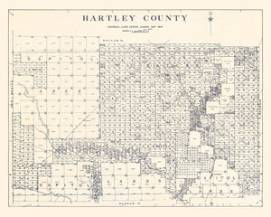 Vintage Map of Hartley County, Texas 1925