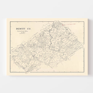 Vintage Map of DeWitt County, Texas 1920