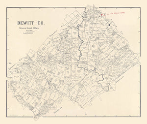Vintage Map of DeWitt County, Texas 1920