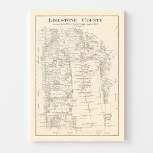 Vintage Map of Limestone County, Texas 1922