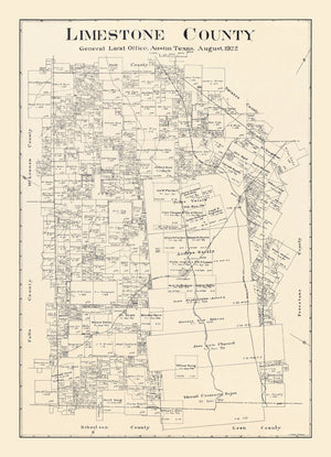 Vintage Map of Limestone County, Texas 1922