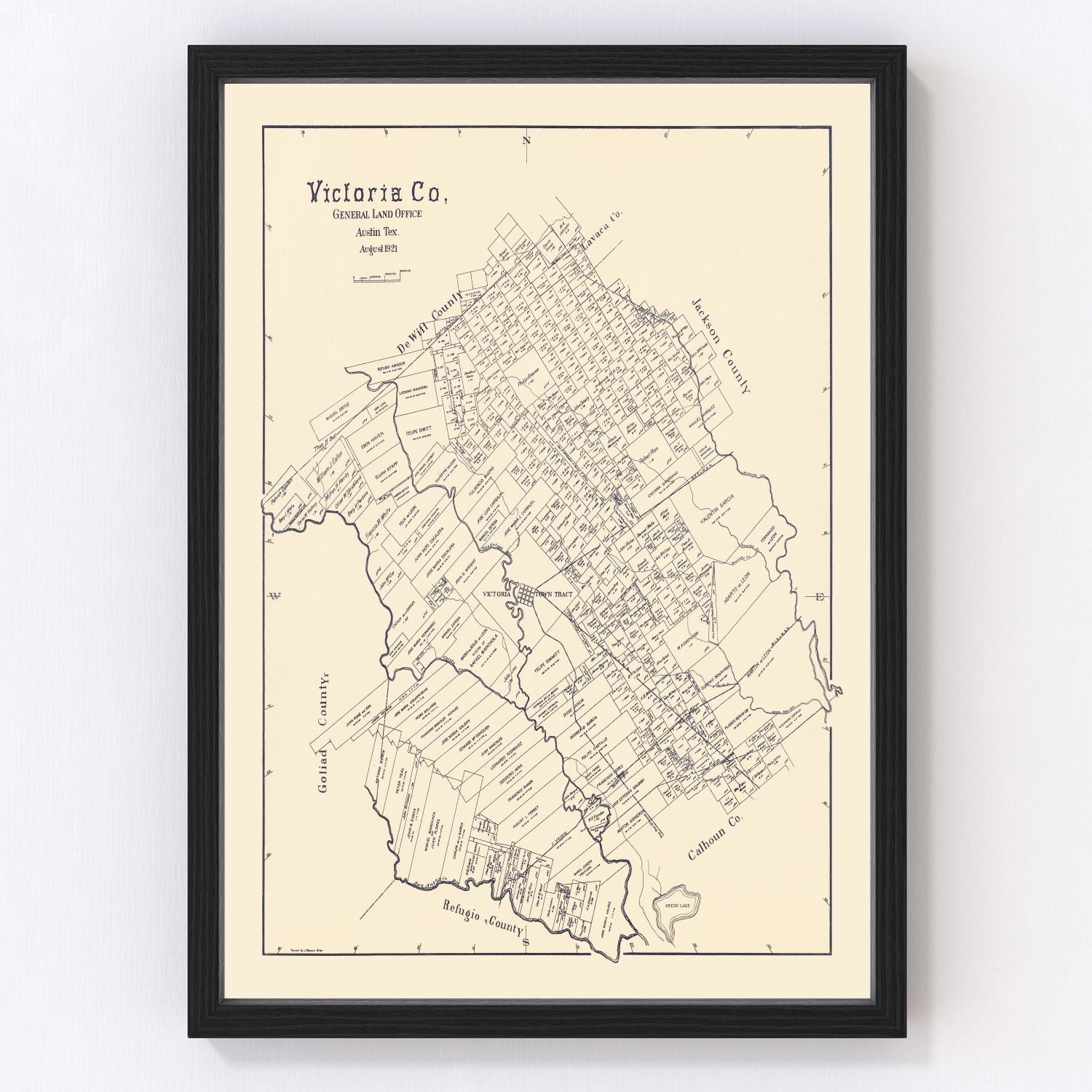 Vintage Map of Victoria County, Texas 1921