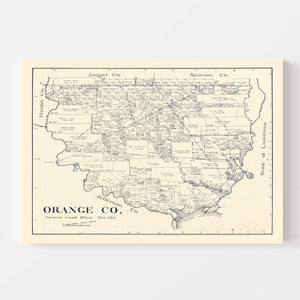 Vintage Map of Orange County, Texas 1921