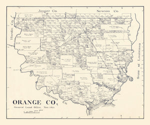 Vintage Map of Orange County, Texas 1921