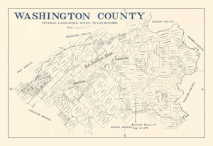 Vintage Map of Washington County, Texas 1920