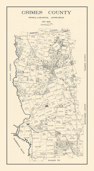 Vintage Map of Grimes County, Texas 1922