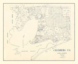 Vintage Map of Chambers County, Texas 1922