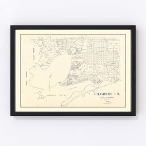 Vintage Map of Chambers County, Texas 1922