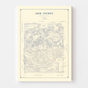 Vintage Map of Jack County, Texas 1925