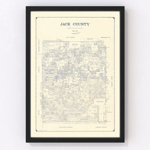 Vintage Map of Jack County, Texas 1925