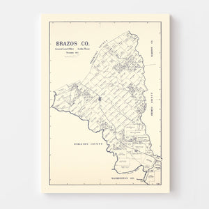 Vintage Map of Brazos County, Texas 1922