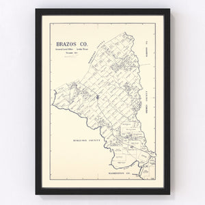 Vintage Map of Brazos County, Texas 1922