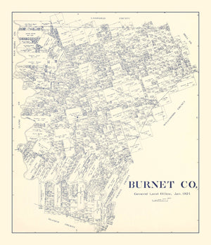 Vintage Map of Burnet County, Texas 1924